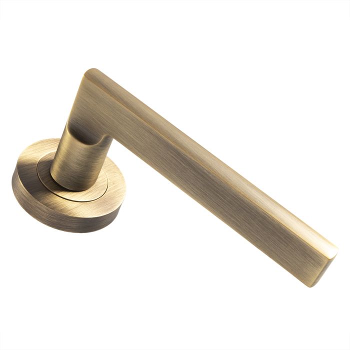 Trentino Lever on Rose Door Handle - Antique Brass (AB)