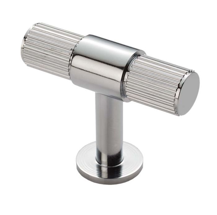 Lined T-Bar Knob -CB- Polished Chrome