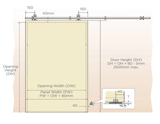 Sienna Sliding Door Track/Kit- 120kg Doors