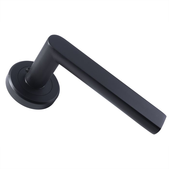 The Lane Lever on Rose Door Handle - Matt Black (MB)