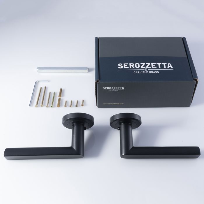 Edge Lever on Rose Door Handle - Matt Black (MB)