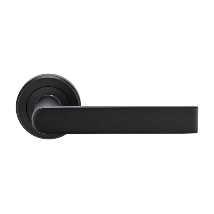 The Lane Lever on Rose Door Handle - Matt Black (MB)