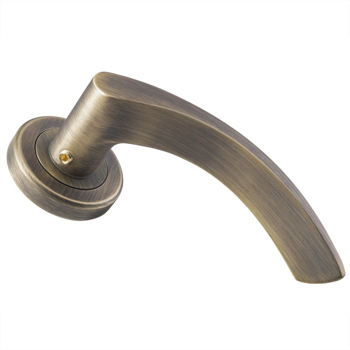 Olivier Lever on Rose Door Handle - Antique Brass (AB)